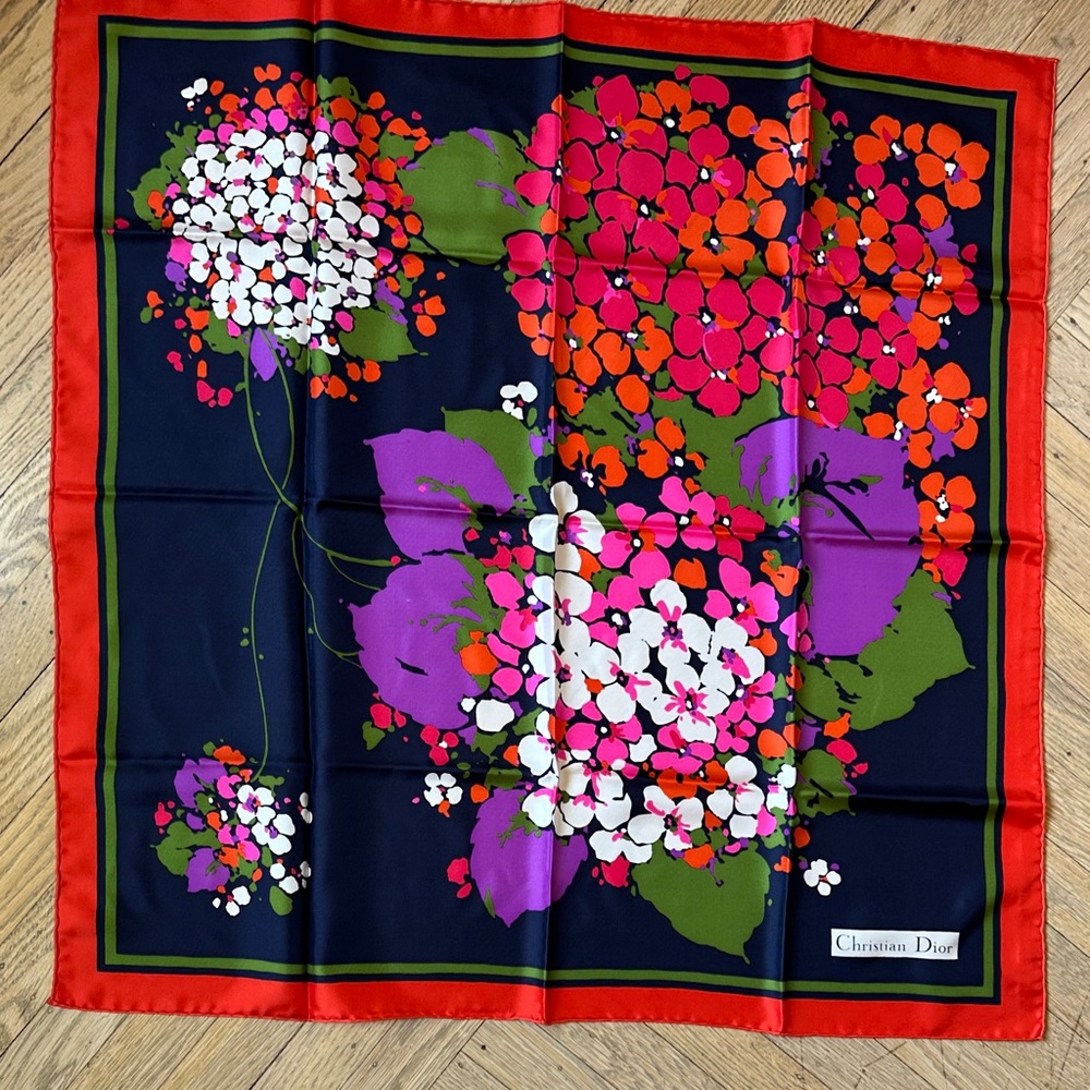 Christian Dior Floral Silk Scarf